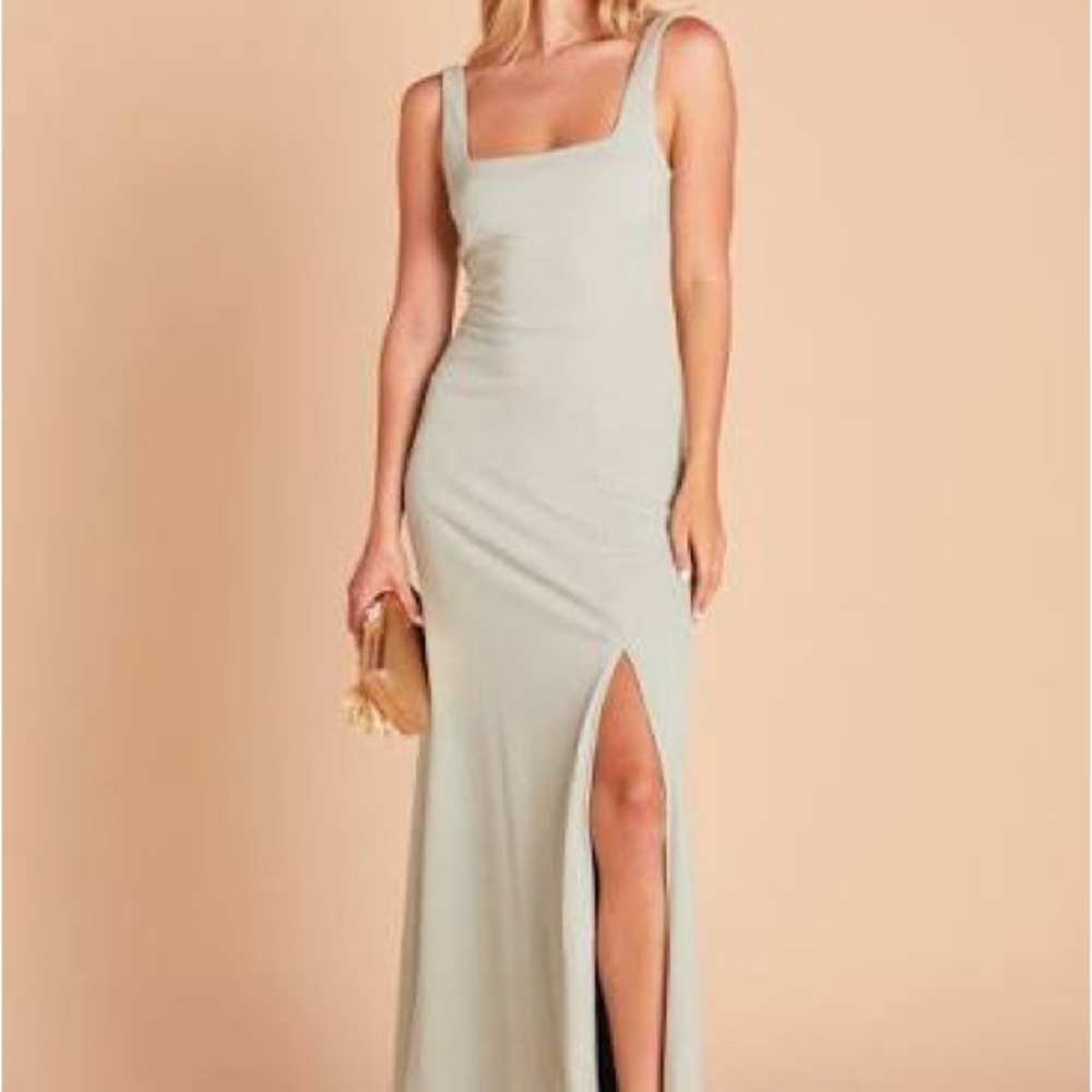 Birdy Grey Light Gray Square Neck Maxi Dress